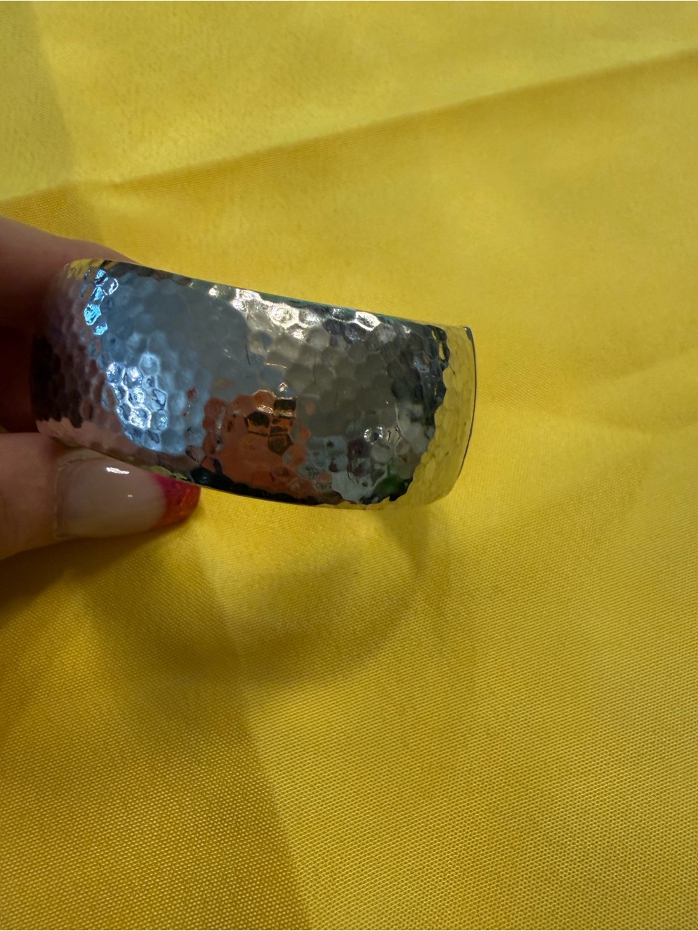 Park Lane Silver Hammered Wide Hinged Bracelet - Picture 3 of 3